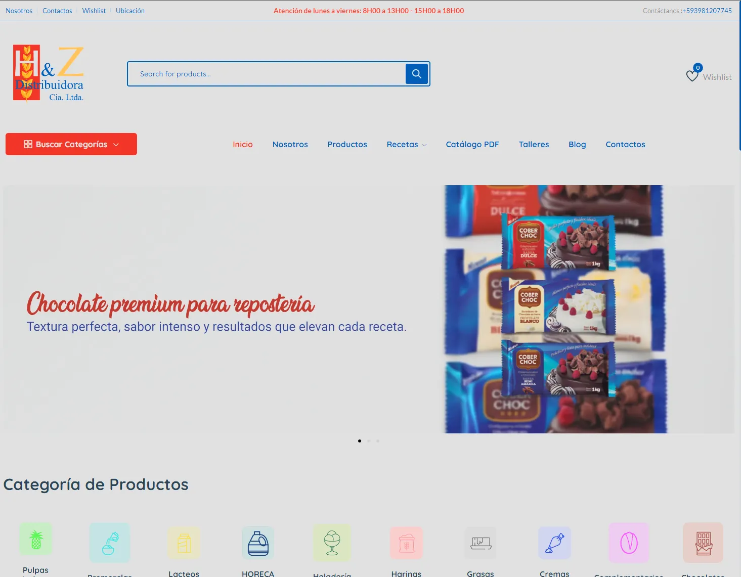 HYZ Distribuidora product catalog website